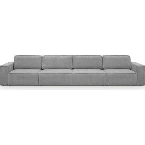 Homifab – Canapé modulable convertible 7 places avec coffre de rangement – Velours côtelé gris clair certifié Oeko-Tex® – Couchage 150 x 197 cm (1/5)