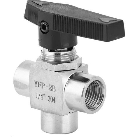 Vannes à boisseau sphérique à 3 voies vanne pneumatique haute pression BSPP vanne en acier inoxydable à filetage femelle pour le contrle du débit de la conduite d\'eau (1/4) (1/5)