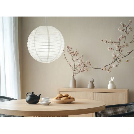 Pendelleuchte Japan-Kugel Papier Lampion weiß mit dimmbarer LED, Ø 40cm (1/5)