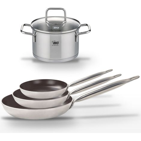 Lot de 3 Poêles 24/28/32 cm Elo Bistro Line et Faitout 16 cm (1/4)