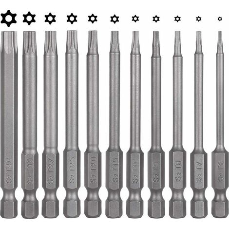 Coavas – Lot de 11 embouts Torx 75 mm – Acier S2 magnétique – 6 pans T6 T40 – Pour vissage précis et rapide – Compatible avec visseuses et perceuses (1/5)