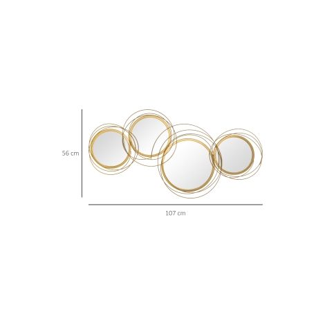 Set de miroirs décoration murale avec 4 miroirs ronds pour déco de salon, élégant ornement mural en métal (1/5)