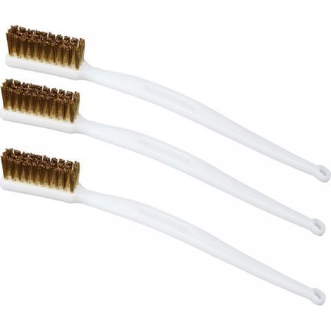 Set di 3 piccole spazzole metalliche, spazzola manuale in ottone per la pulizia di fili in lavandini, saldature, forni e per rimuovere la ruggine. (1/5)