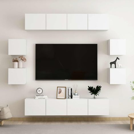 Ensemble de meubles TV 8 pcs-Banc TV-Meuble Télé Blanc Bois d'ingénierie 510242 (1/5)