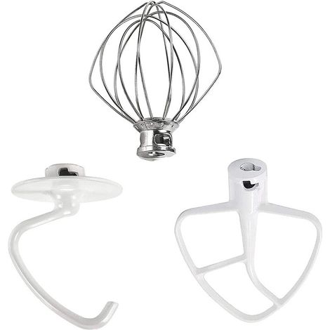 Juego de accesorios ELSOON para batidora KitchenAid de 4,5 L: gancho amasador, batidor plano y batidor de varillas.