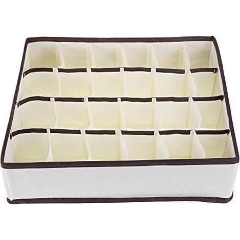 24 carreaux pliable armoire organiseur tiroir diviseur pliable vêtements tiroir soutien - gorge sous - vêtements chaussettes boîte de rangement (beige) (1/5)