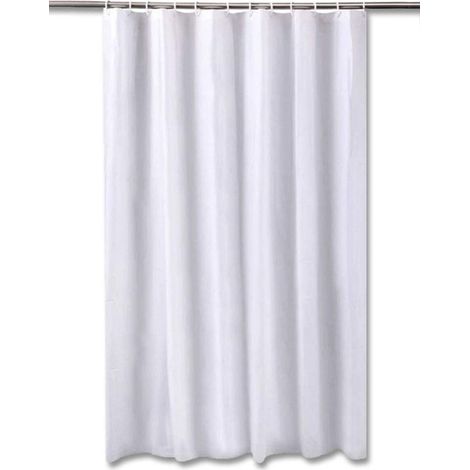 Tenda da Doccia Impermeabile Tessuto Eva Bianca 12 Ganci in plastica preforata 180 x 200 cm arredo Bagno Arredamento