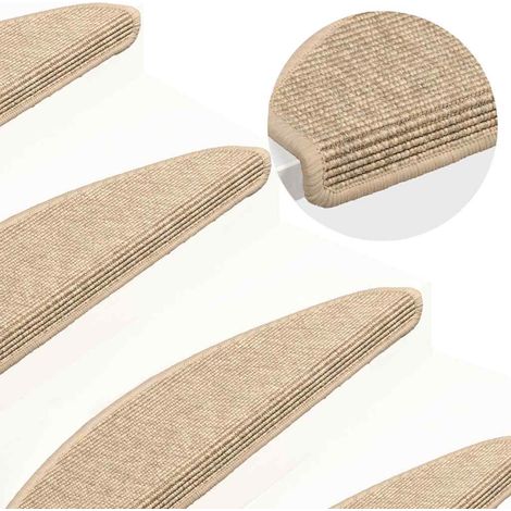 vidaXL Tapis d'escalier 15 pièces 65 x 21 x 4 cm Beige clair Demi-rond Grand (1/5)