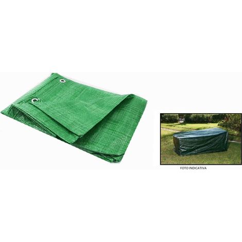 Telo protettivo occhiellato in pvc verde sedie a sdraio impermeabile 202x67x74 cm (1/2)
