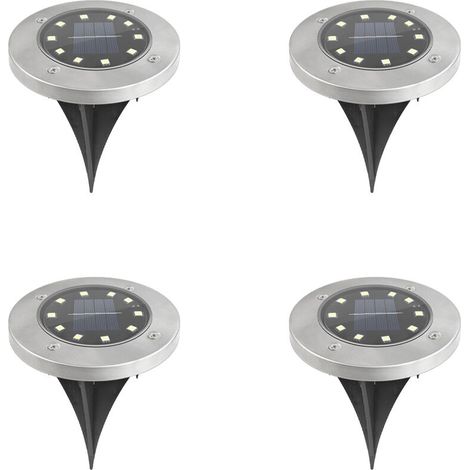 Lot de 4 lampes de jardin, spots encastrés étanches pour extérieur, éclairage paysager pour allée, lumière blanche, 10 LED. (1/5)