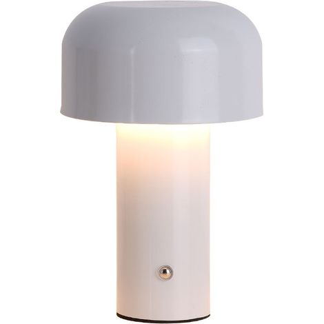Lampe de table LED sans fil, lampe de bureau en forme de champignon rechargeable par USB, veilleuse tactile, gradation continue à 3 couleurs, blanc (1/5)