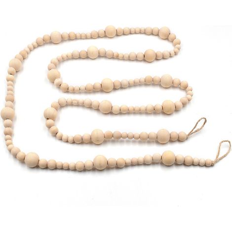 2 Pièce En Bois Perlé Rideau Cravate Boho Style Rideau Cravate pour Mur Ferme Fenêtre Chambre Salle À Manger (1/2)