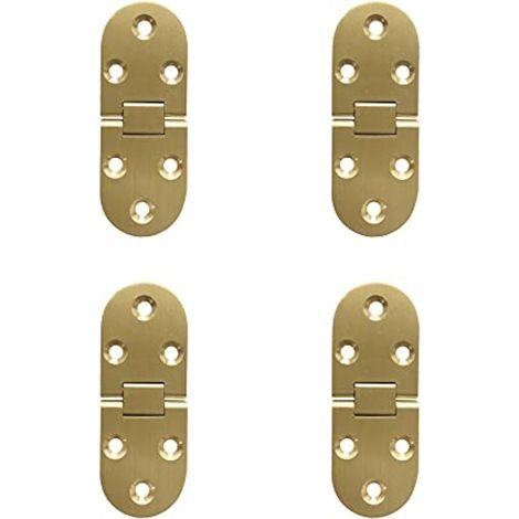 CCYKXA 180 Degree Flip Hinges Brass Round Edge with Screws Hinge for Folding Table Furniture Cabinet Doors Wooden Box Anti Rust Copper Polishing Pack of 4