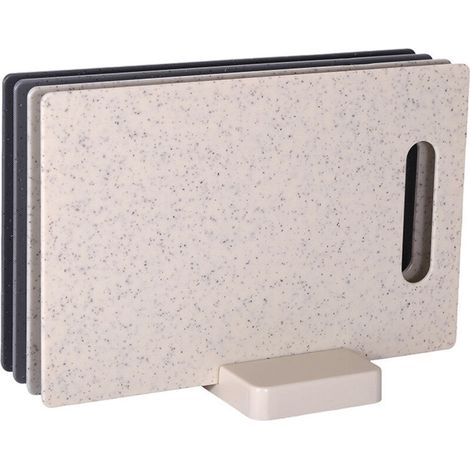 Lot de 4 planches à découper multifonctions en plastique pour la cuisine, planches à découper en plastique avec support, planches à petit-déjeuner (1/5)