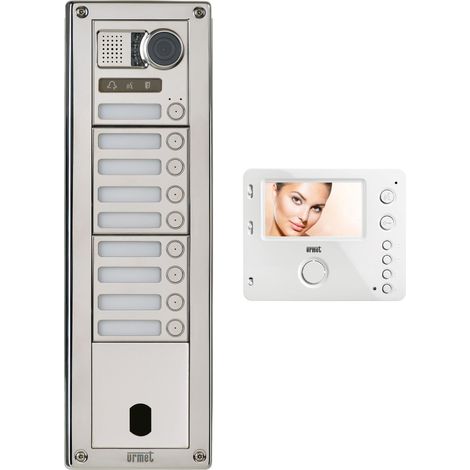 Kit Platine et poste video Sinthesi Steel Inox 9 boutons 4 modules 2V Programme URMET KVSI83/09