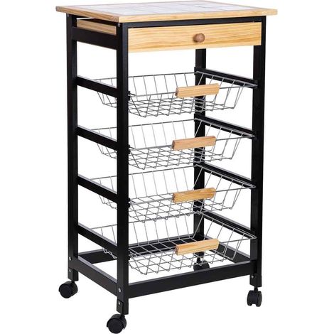 Carro de cocina de madera 47x37x82h cm (1/5)