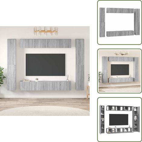 The Living Store 10-tlg. TV-Schrank-Set Grau Sonoma Holzwerkstoff - TV-Schrank Set (1/5)