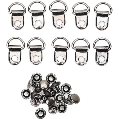 Brass Shoelace Hook D-Ring Eyelet for Leather Bags and Shoes, Rust and Corrosion Resistant Coating, Smooth Edges, Easy to Install, Black 9x14mm, Pack of 100 (1/5)