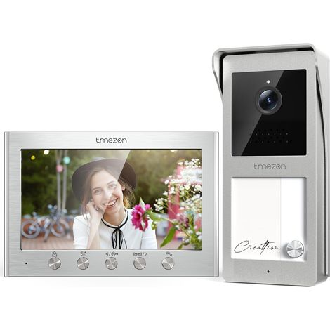 2 Fils Visiophone Connecté Filaire Kit Interphone Vidéo,Ecran TFT Couleur 7’’,Platine de Rue avec Camera,Sonnette Extérieur Vision Nocturne,Audio Bidirectionnel,Une Famille (1/5)