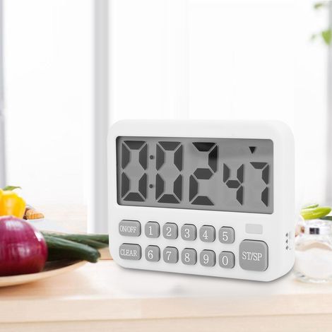 Minuteur électronique de cuisine avec grand écran et mouvement électronique, idéal pour les étudiants.