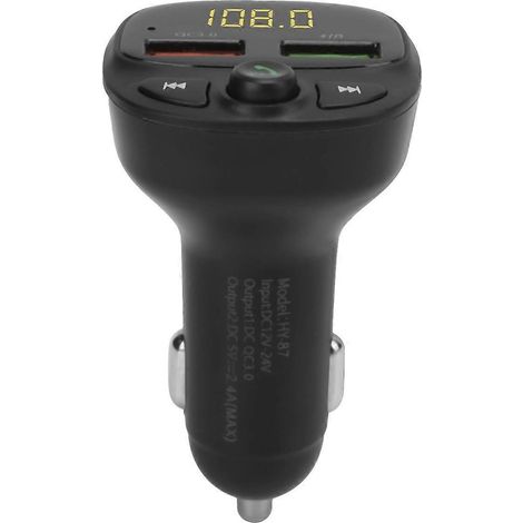 Émetteur FM double USB pour voiture, Bluetooth 5.0, QC3.0, écran LED, kit mains libres sans fil avec rappel vocal, 12-24 V (1/4)