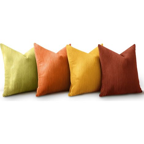 4er-Set Kissenbezüge – Gestreifter Kissenbezug – Dekorativer Kissenbezug – Sofakissenbezug – Kissenfüllung nicht enthalten – Geeignet für Sofas, Schlafzimmer, Wohnzimmer, Balkone, Kinderzimmer – Weich (1/5)