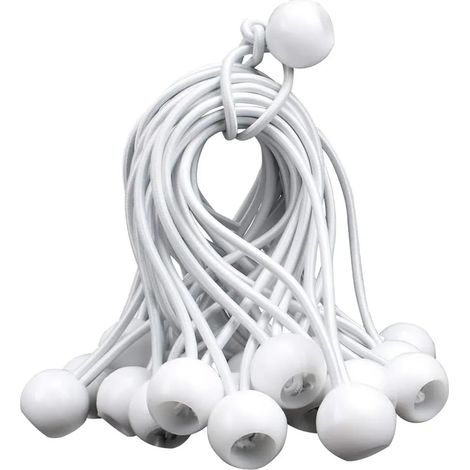 Confezione da 50 pezzi di corda elastica con palline, lunga 15 cm, adatta per teloni, tende, gazebo, striscioni, campeggio, bandiere, ecc.