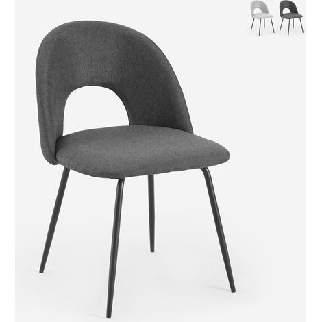 Sedia elegante imbottita in tessuto per soggiorno sala da pranzo Sarwa - Grigio Scuro