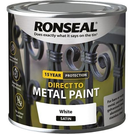 Ronseal Direct to Metal Paint White Satin 250ml