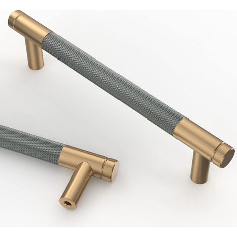 Lot de 10 poignées de meuble de cuisine en alliage doré et gris, 128 mm, avec vis, pour bureaux, tiroirs, placards,