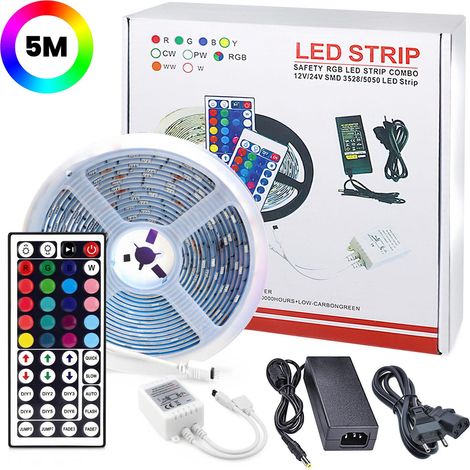 Bande LED de 5 mètres avec RGB - Bande lumineuse - Multicolore (1/5)