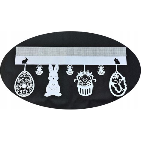 Elegante tenda con volant, 90 x 40 cm, bianca, ideale per Natale, Pasqua o primavera.