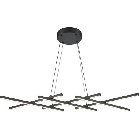 Maytoni Halo Plafonnier suspendu décoratif moderne noir 800 lm abat-jour blanc