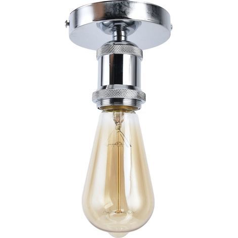 Douille de Lampe Vintage E26 E27, Douille de Plafonnier Douille de Lampe Vintage E26 E27 Douille de Lampe de Plafond avec Accessoires pour Cuisine Chambre Salon 100‑240V (Argent) (1/5)