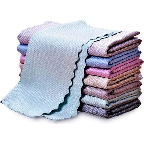 10 panni in microfibra per la pulizia, colori assortiti, ultra assorbenti, senza pelucchi, riutilizzabili per lavare i piatti, per auto, specchi e parabrezza (30 x 40 cm). (1/4)