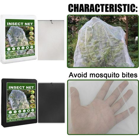 Lot de 2 filets à mailles fines blancs avec cordon de serrage, multifonctionnels, pour tomates et fraisiers, pour le jardin. (1/5)