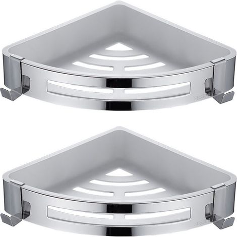 Dreieckiges, zweiteiliges Eckduschregal, bohrfreie Duschablage, rostfreier Duschkorb, Badezimmeraccessoire, Seifen- und Shampoohalter (1/4)