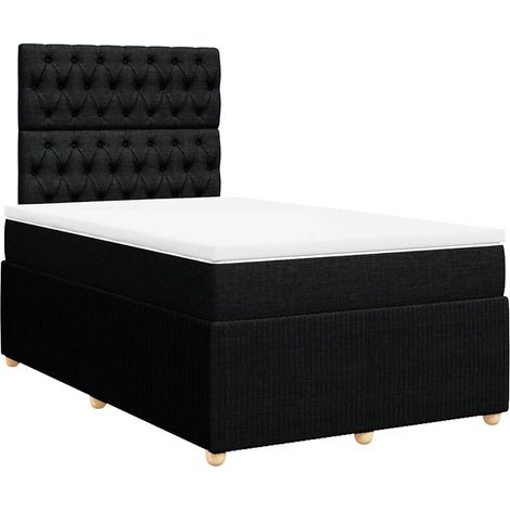 Maison Exclusive - Sommier à lattes de lit avec matelas noir 120x190 cm tissu (1/5)