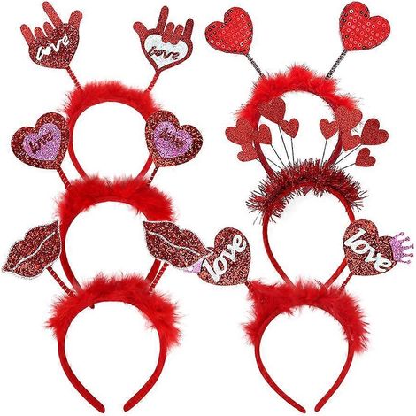 Lot de 6 bandeaux en forme de cœur pour la Saint-Valentin, décorations de cheveux pour les fêtes et les occasions spéciales (1/5)