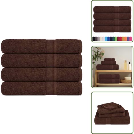 Serviettes de sauna 4 pcs marron 80x200 cm 360 g/m² 100% coton - Serviette De Sauna - Serviettes De Sauna - Serviette - Serviette Avec Boucle De Suspension (1/5)