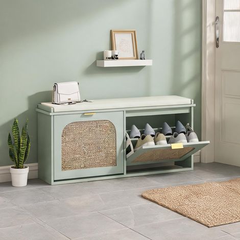 Console Banc à chaussures en bois d'ingénierie avec coussin 104 x (1/5)