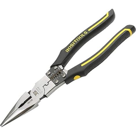 Professionelle 9"/240 mm Spitzzange, Multifunktions-Abisolier- und Crimpzange