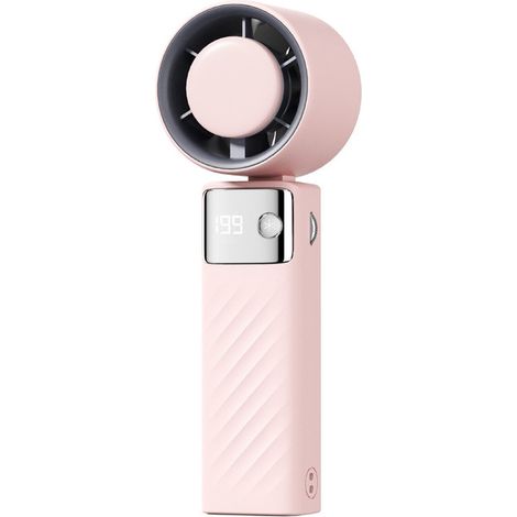 Mini ventilateur portable à main USB, batterie rechargeable 4000 mAh, 1 à 199 vitesses réglables, écran LED, angle de 115° ajustable, idéal pour bureau et déplacements, rose (1/5)