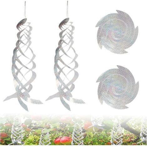 4 pcs Répulsif Oiseaux Effaroucheur Oiseaux Spirale Ruban adhésif à Suspendre Dispositif de Dissuasion réfléchissant au Laser Réfléchissantes Répulsives pour Oiseaux Pigeons Décoration