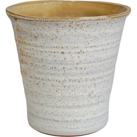 Vallo Reactive Glaze Tapered Planter - L29.5 x W29.5 x H26.5 cm - Cream