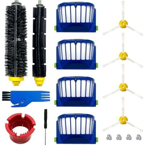 Accessoire pour aspirateurs iRobot Roomba séries 600, XU, 694, 692, 650, 660 et 651 avec brosse principale, Brosse latérale, Filtres et accessoires - KZQ (1/4)