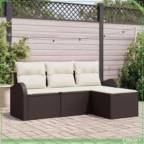 Ensemble canapé de jardin - FAFEICY - Design modulaire - Polyrotin - Marron - Coussin déhoussable (1/5)