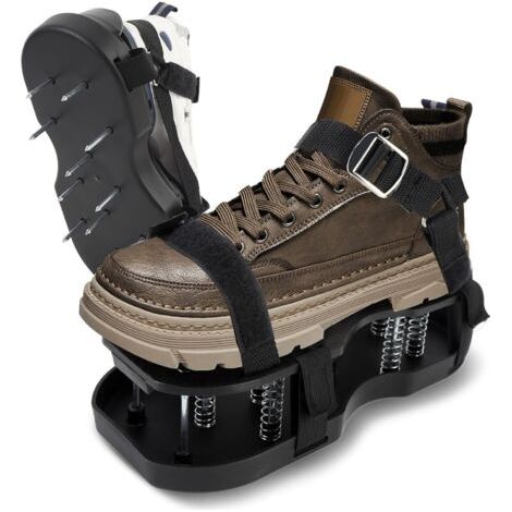 Pair - SJLERST Aérateur Gazon Pelouse Sandales Chaussures à Clous Aération Réagreage Sol Epoxy Clous en Acier, Boucles en Métal, Taille Unique (1/5)
