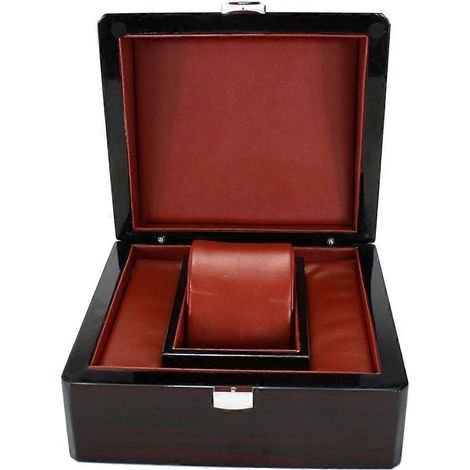 Luxuriöse schwarze Uhrenbox aus Holz mit einem Fach, ideal für Reisen und zur Aufbewahrung von Uhren und Schmuck. (1/5)