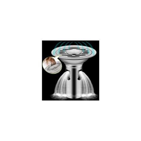 Desagüe de piso de acero inoxidable 304, sifón de 10 cm, tapa de desagüe de ducha para baño (redonda) - Crezuo